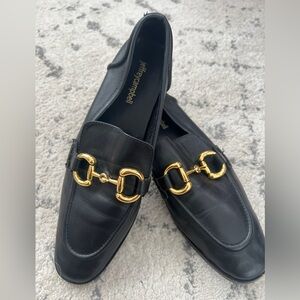 Jeffrey Campbell Black Leather Horsebit Loafers | Size 9.5 | Gold Hardware